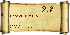 Ponert Ulrika névjegykártya